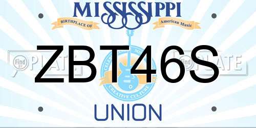 ZBT46S Mississippi License Plate