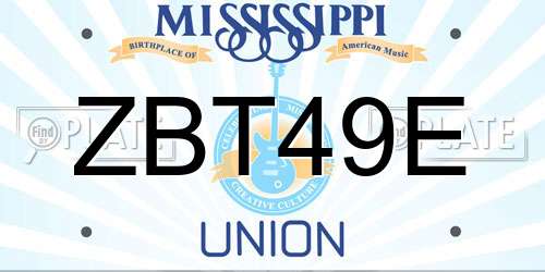 ZBT49E Mississippi License Plate