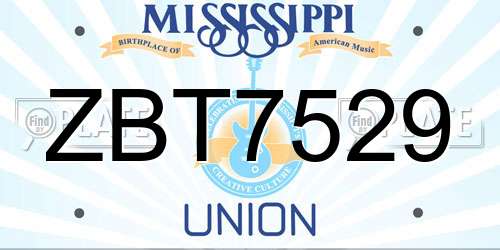 ZBT7529 Mississippi License Plate