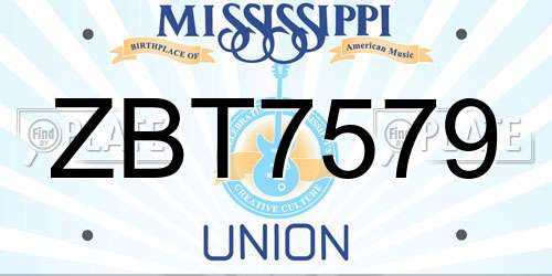 ZBT7579 Mississippi License Plate