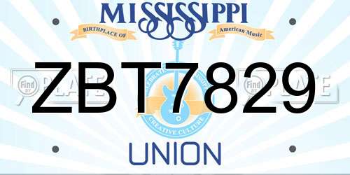ZBT7829 Mississippi License Plate