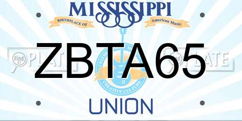 ZBTA65 Mississippi License Plate