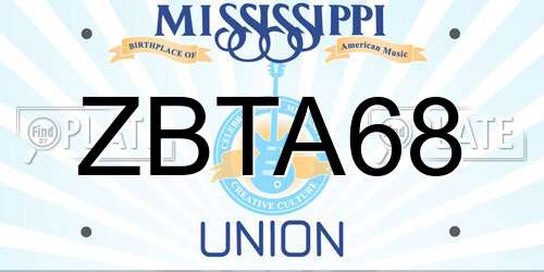 ZBTA68 Mississippi License Plate