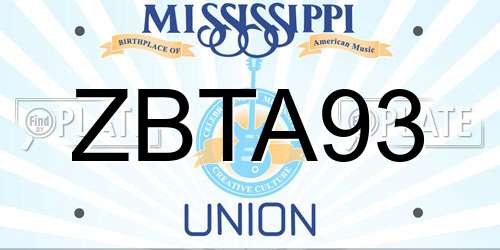 ZBTA93 Mississippi License Plate