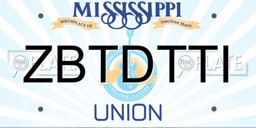ZBTDTTI Mississippi License Plate