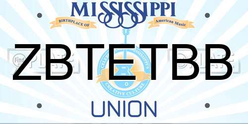 ZBTETBB Mississippi License Plate