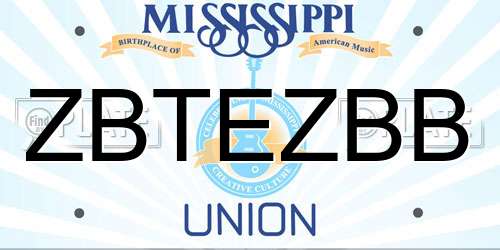 ZBTEZBB Mississippi License Plate