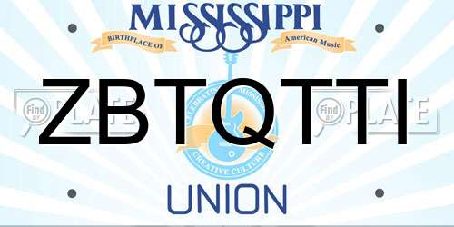 ZBTQTTI Mississippi License Plate