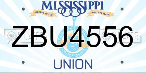 ZBU4556 Mississippi License Plate