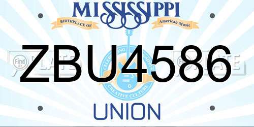 ZBU4586 Mississippi License Plate