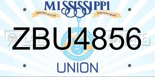 ZBU4856 Mississippi License Plate