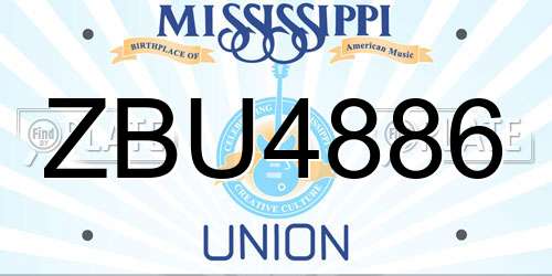 ZBU4886 Mississippi License Plate