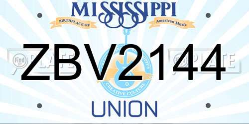 ZBV2144 Mississippi License Plate