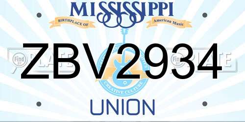 ZBV2934 Mississippi License Plate