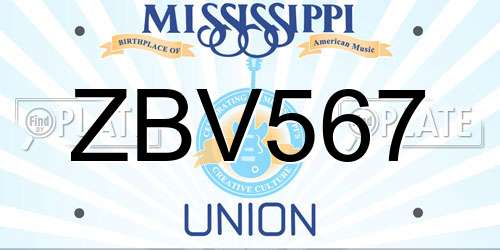ZBV567 Mississippi License Plate