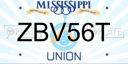 ZBV56T Mississippi License Plate