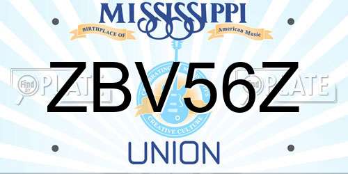 ZBV56Z Mississippi License Plate