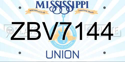 ZBV7144 Mississippi License Plate