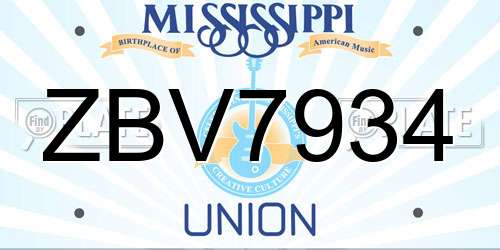 ZBV7934 Mississippi License Plate