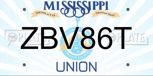 ZBV86T Mississippi License Plate