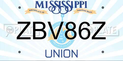 ZBV86Z Mississippi License Plate