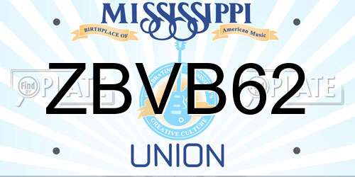 ZBVB62 Mississippi License Plate