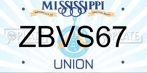 ZBVS67 Mississippi License Plate