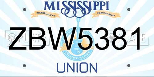 ZBW5381 Mississippi License Plate
