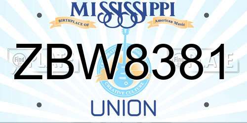 ZBW8381 Mississippi License Plate