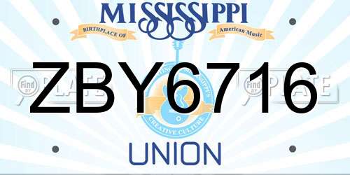 ZBY6716 Mississippi License Plate