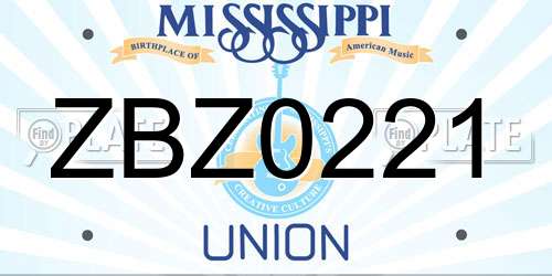 ZBZ0221 Mississippi License Plate