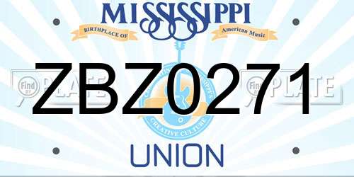 ZBZ0271 Mississippi License Plate