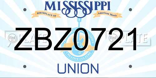 ZBZ0721 Mississippi License Plate