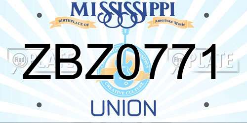ZBZ0771 Mississippi License Plate