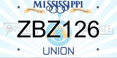 ZBZ126 Mississippi License Plate