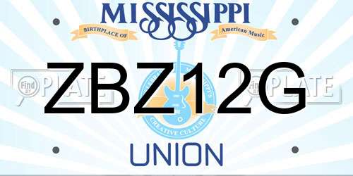 ZBZ12G Mississippi License Plate