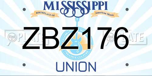 ZBZ176 Mississippi License Plate