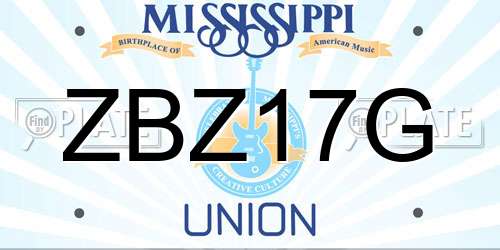 ZBZ17G Mississippi License Plate