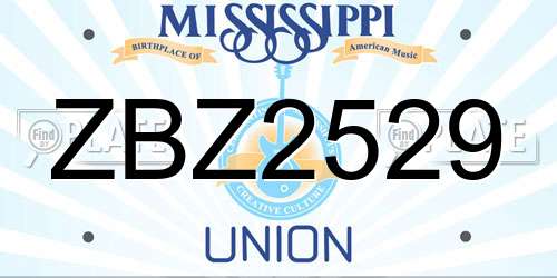 ZBZ2529 Mississippi License Plate