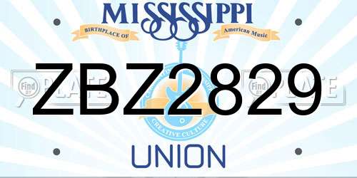 ZBZ2829 Mississippi License Plate