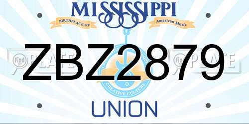 ZBZ2879 Mississippi License Plate
