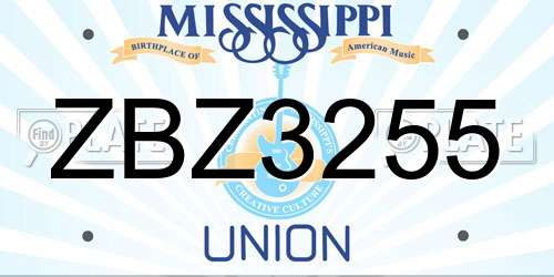 ZBZ3255 Mississippi License Plate