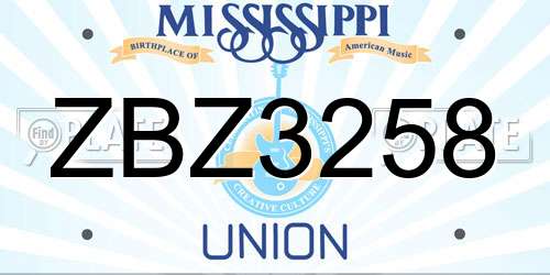 ZBZ3258 Mississippi License Plate