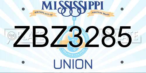 ZBZ3285 Mississippi License Plate