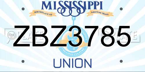 ZBZ3785 Mississippi License Plate
