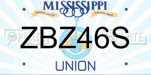 ZBZ46S Mississippi License Plate