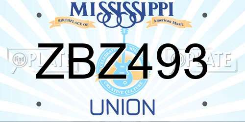 ZBZ493 Mississippi License Plate