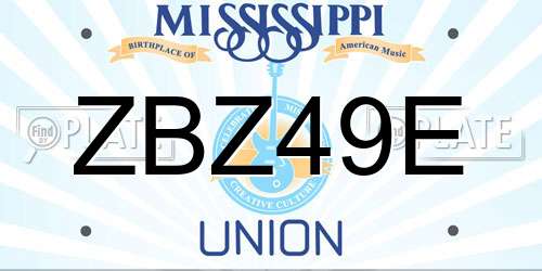 ZBZ49E Mississippi License Plate