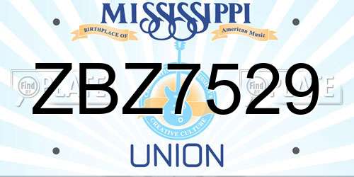 ZBZ7529 Mississippi License Plate