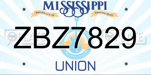 ZBZ7829 Mississippi License Plate